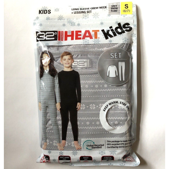 Kids 32 Degrees Heat Long Sleeve Crew Neck + Legging 2-Pack Set Gray Small NEW - Picture 3 of 7